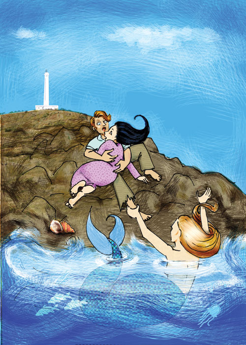 Illustrazioni Pietro Galeoto: SANTA MARIA DI LEUCA - L’inganno di Leucasia 
Tavola a colori inedita proposta per la copertina